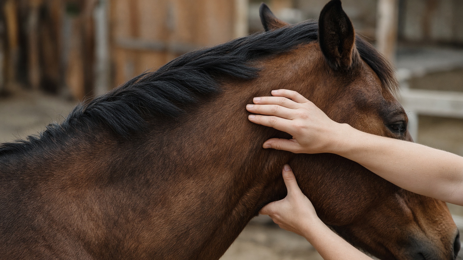 Hands-on equine chiropractic adjustment