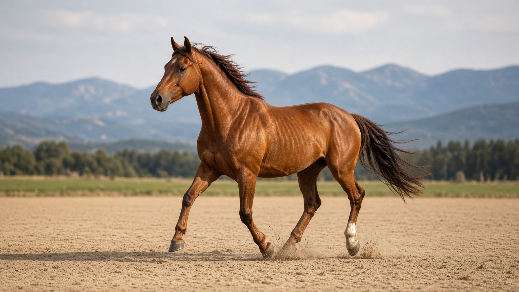 Performance horse in an arena